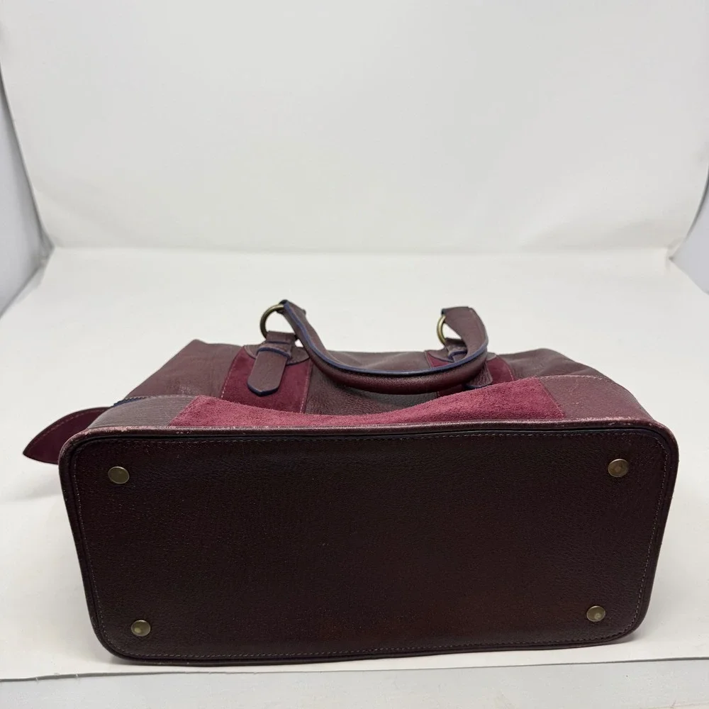 Schuler & Sons Anthropologie retro Burgundy Pebbled Leather Suede Doctor Bag